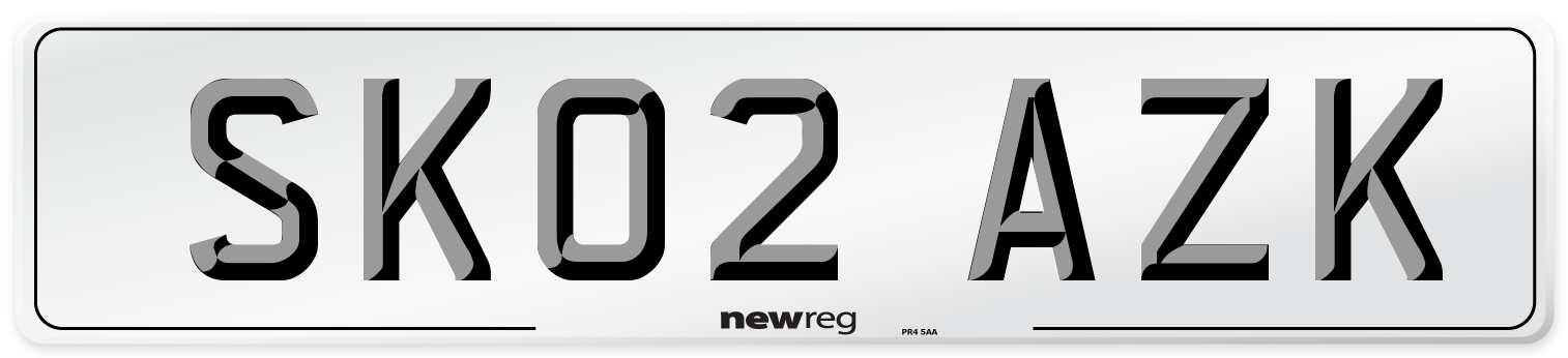 SK02 AZK Number Plate from New Reg